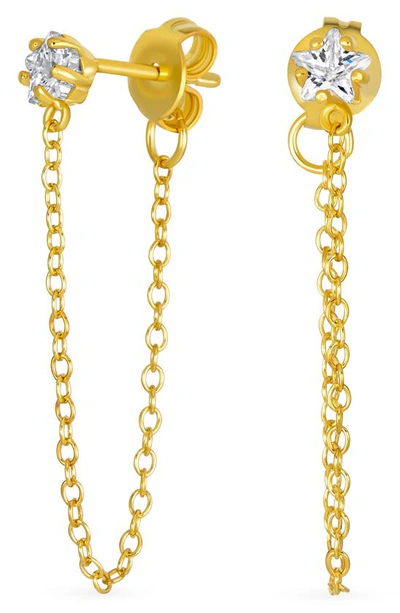 Bling Jewelry Sterling Silver Minimalist Dangling Earrings In Gold - Star
