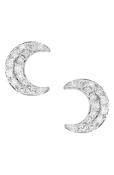 Effy 14k White Gold Pavé Diamond Crescent Moon Stud Earrings In Gray
