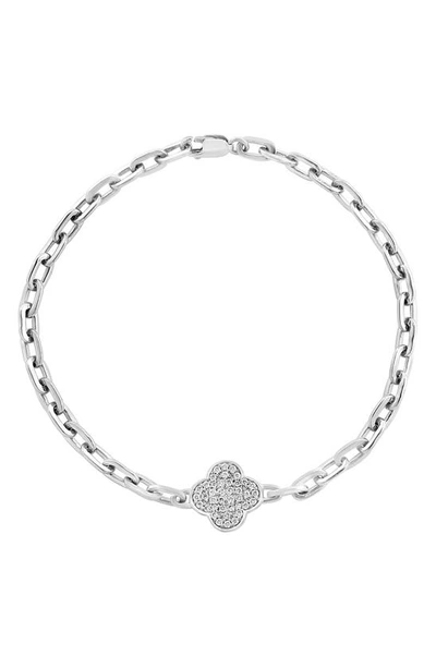 Effy Sterling Silver Pavé Diamond Quatrefoil Bracelet In Gray