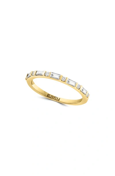 Effy 14k Yellow Gold Baguette & Round Diamond Stackable Ring