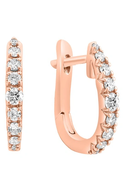 Effy 14k Rose Gold Diamond Huggie Hoop Earrings In Pink