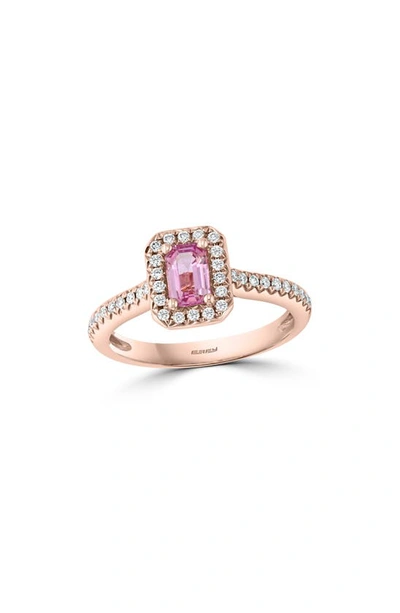 Effy 14k Rose Gold Pink Sapphire & Diamond Halo Ring