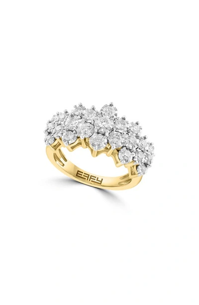 Effy 14k Gold Bright Cut Diamond Cluster Ring