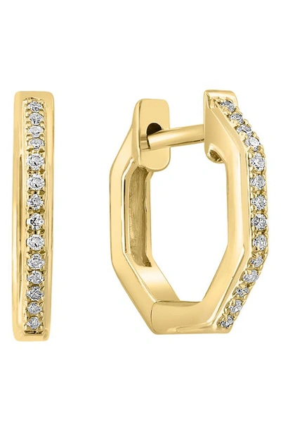 Effy 14k Yellow Gold Diamond Geometric Huggie Hoop Earrings
