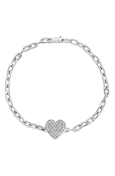 Effy Sterling Silver Pavé Diamond Heart Bracelet In Metallic