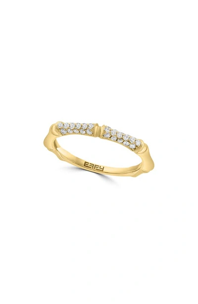 Effy 14k Gold Pavé Diamond Textured Band Ring
