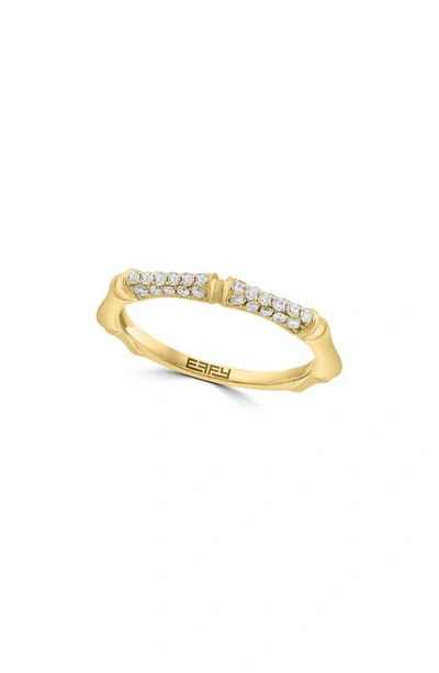 Effy 14k Gold Pavé Diamond Textured Band Ring In Yellow Gold