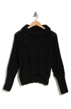 Dr2 By Daniel Rainn Turtleneck Crop High-low Sweater In Black