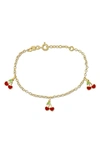 Delmar Cherry Enamel Charm Bracelet In Gold/ Red