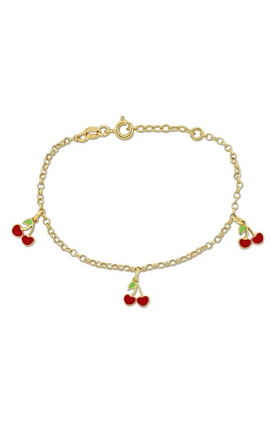 Delmar Cherry Enamel Charm Bracelet In Gold