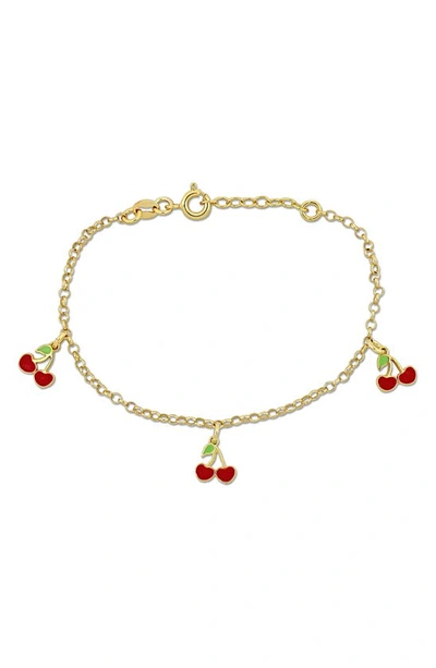Delmar Cherry Enamel Charm Bracelet In Gold/ Red