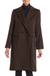 Sofia Cashmere Double-breasted Wool Blend Coat In Brown