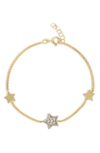 Meshmerise Diamond Star Station Bracelet In Gold