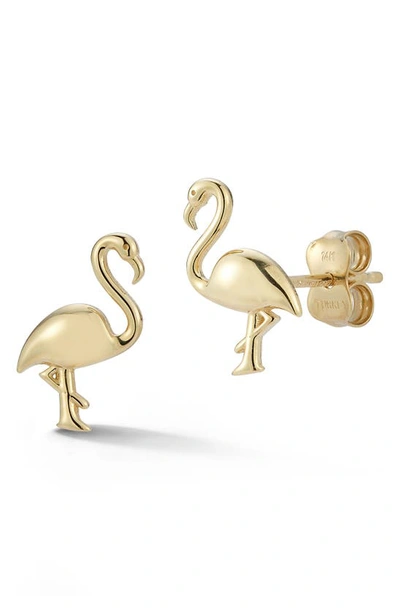 Ember Fine Jewelry 14k Yellow Gold Flamingo Stud Earrings