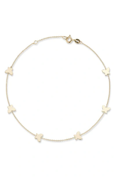 Ember Fine Jewelry 14k Yellow Gold Butterfly Station Chain Anklet
