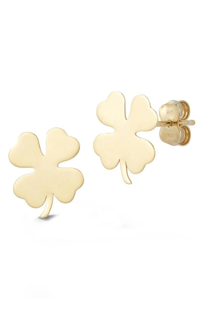 Ember Fine Jewelry 14k Yellow Gold Four Leaf Clover Stud Earrings