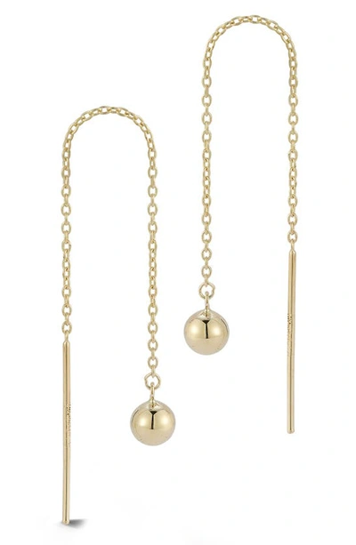 Ember Fine Jewelry 14k Yellow Gold Ball Drop Chain Threader Earrings