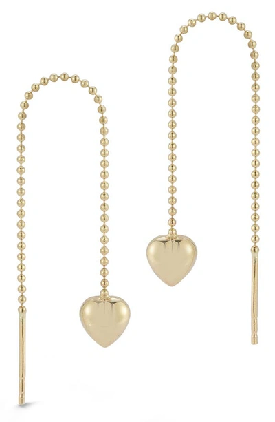 Ember Fine Jewelry 14k Yellow Gold Heart Drop Threader Earrings