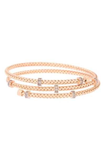 Meshmerise Diamond Three-row Braided Bracelet In Rose