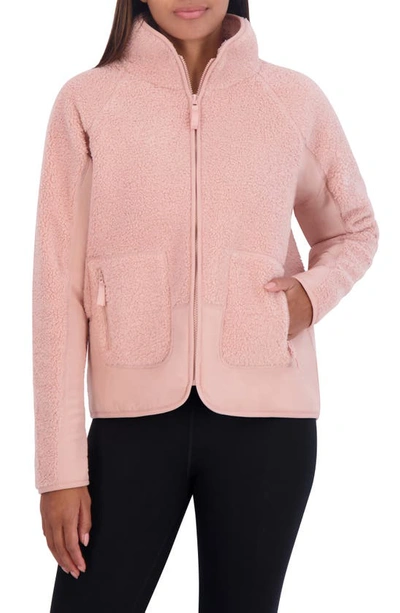 Sage Collective Faux Shearling City Cropped Jacket In Misty Rose