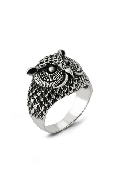 Yield Of Men Sterling Silver Oxidized Owl Ring