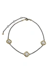 Cz By Kenneth Jay Lane Two-tone Cz Station Choker Necklace In Black/ Gold