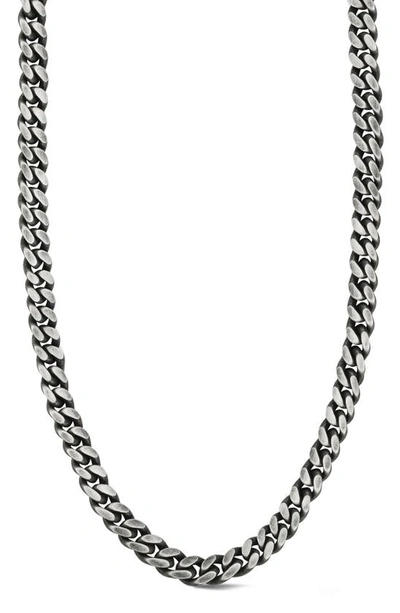 Yield Of Men Oxidized Sterling Silver 7.5mm Curb Chain Necklace