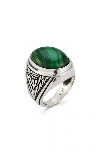Yield Of Men Sterling Silver Oxidized Malachite Ring