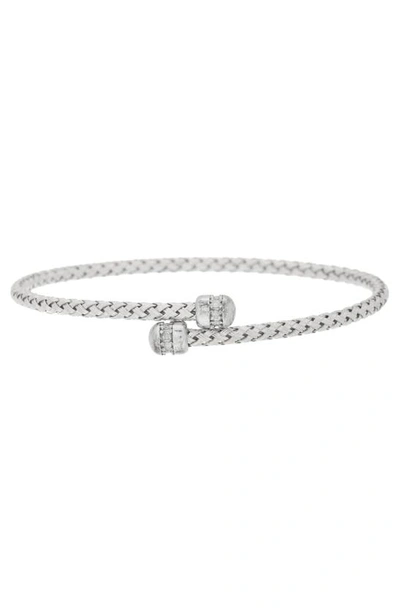 Meshmerise Diamond Braided Cuff Bracelet In White