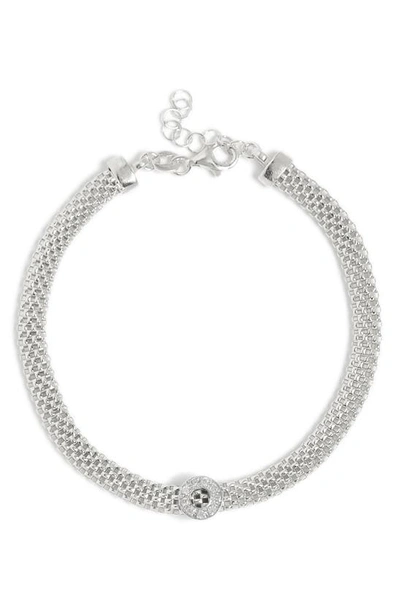 Meshmerise Round Charm Diamond Mesh Bracelet In White