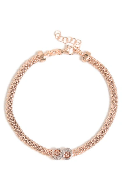 Meshmerise Infinity Charm Diamond Mesh Bracelet In Rose