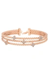 Meshmerise Diamond Three-row Braided Bracelet In Rose
