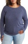 Sweet Romeo Raglan Sleeve Pullover Sweater In Blue