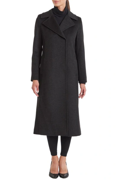 Sofia Cashmere Wool Blend Notch Lapel Coat In Charcoal
