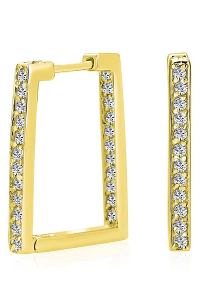 Bling Jewelry Cubic Zirconia Square Inside Out Hoop Earrings In Gold