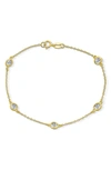 Bling Jewelry Bridal Cubic Zirconia Station Anklet In Gold-tone