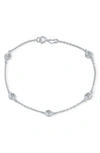 Bling Jewelry Bridal Cubic Zirconia Station Anklet In Silver