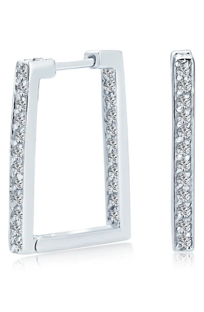 Bling Jewelry Cubic Zirconia Square Inside Out Hoop Earrings In Metallic