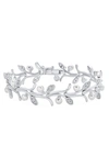Bling Jewelry Bridal Flowers 6mm Cultured Freshwater Pearl & Cubic Zirconia Bracelet In Silver Leaf/ Large Pearl