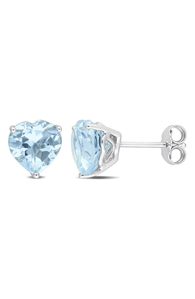 Delmar Heart Cut Sky Blue Topaz Stud Earrings