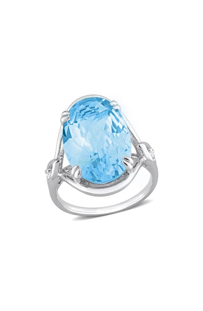 Delmar Oval Checkerboard Blue Topaz Ring