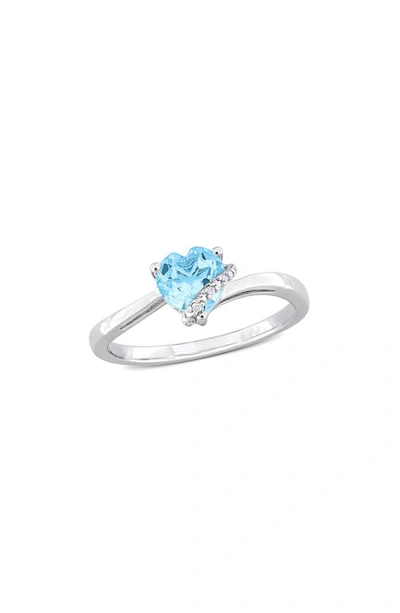 Delmar Blue Topaz & Diamond Heart Ring