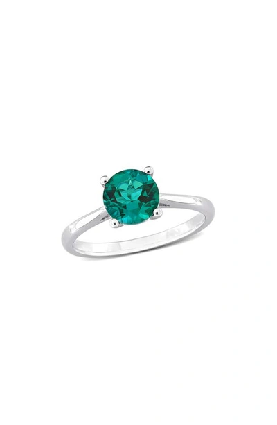 Delmar Lab Created Emerald Solitaire Ring In Green