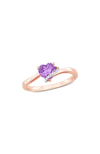 Delmar Heart Amethyst & Diamond Ring In Purple