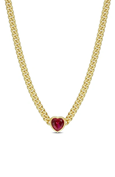 Delmar Heart Cut Red Cubic Zirconia Necklace