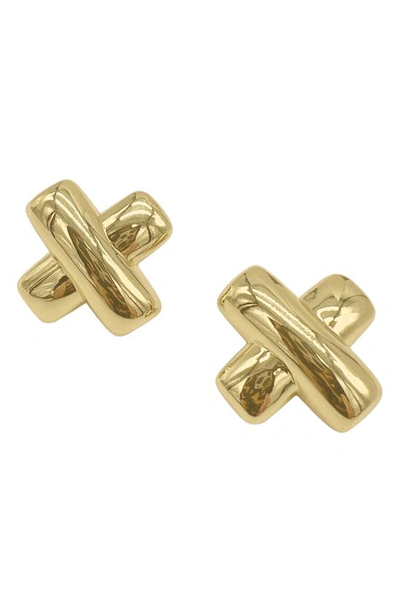 Adornia 'x' Stud Earrings In Yellow