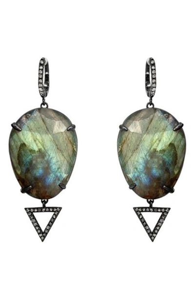 Adornia Fine Labradorite & Diamond Drop Earrings In Silver