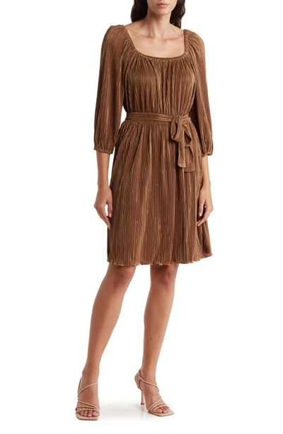 Nine West Brooke Long Sleeve Dress In Gold | ModeSens