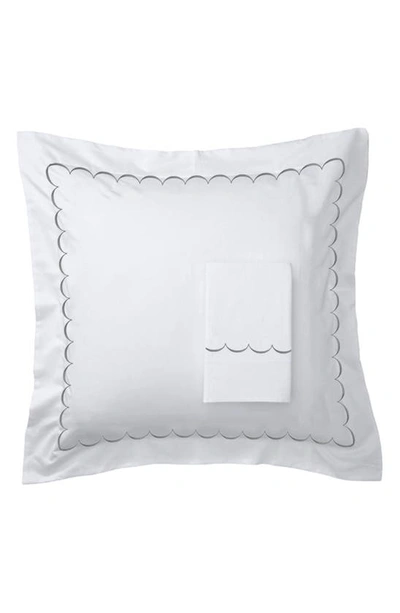 Melange Home Set Of 2 Scallop Embroidered 600 Thread Count 100% Cotton Euro Shams In White