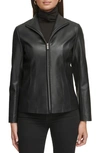 Kenneth Cole Faux Leather Zip Jacket In Black